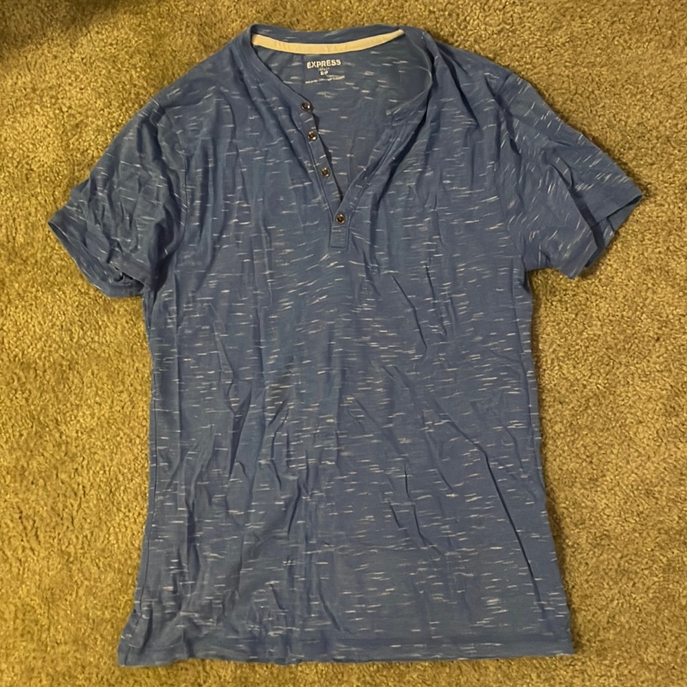 Blue and white Henley tee